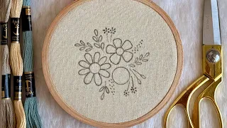 5 minutes embroidery! Learn 4 Easy Embroidery Stitches in One Project 🌸 | Free Pattern Inside