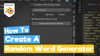Blender Python Tutorial How to make a Random Word Generator learn python for beginners