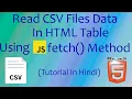 Read CSV Files Data in HTML Table using JavaScript Fetch Method CSV to HTML JS CSV File Reader