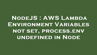 NodeJS AWS Lambda Environment Variables not set process env undefined in Node