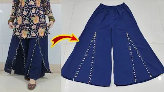 Double Layered Kashmiri Palazzo Cutting & Stitching | Flared Kashmiri Palazo Design With Lining DIY