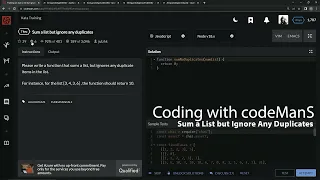 Codewars 7 kyu Sum a List but Ignore Any Duplicates Javascript