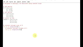 Program to multiply two matrices using nested loops