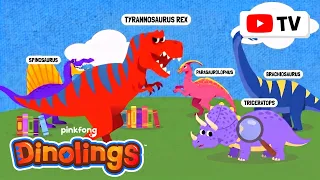 [TV for Kids] 📚Learn All About Dinosaurs | Dinosaur Names, Sounds & History | Dinolings Official