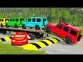 Download Lagu Flatbed Truck McQueen | Transportation with Truck - Pothole vs Car #41 | BeamNG.Drive Gameplay