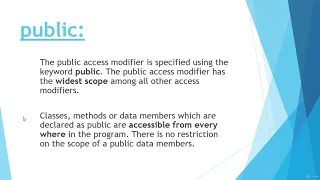 Access Specifiers Access Modifiers
