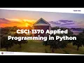 Applied Programming in Python - Intro to Week 4
