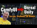 ComfyUI to Ureal and Unity Making Game assets 3d Models Terrains Skydome materials
