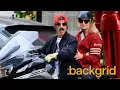 Anthony Kiedis is seen riding off on his motorcycle with his girlfriend in Beverly Hills