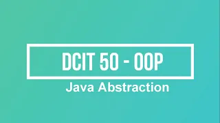 Java Object Orient Programming Abstraction Java Programming DCIT 50 Tagalog