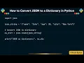 How to Convert JSON to a Dictionary in Python