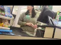 Dollar Tree cashier checking out the bulge