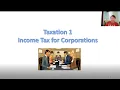 Taxation 1 - Lecture 04 Income tax for corporations