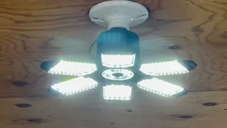 LED Garage Light 200W 20000LM 6500K Deformable LED Garage Ceiling Light Review Really bright