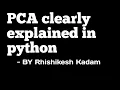 Principal component analysis in python PCA jupyter notebook
