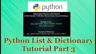Python List and Dictionary Tutorial Part 3