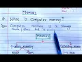 What is Computer Memory And its types Primary and Secondary Memory in Computer