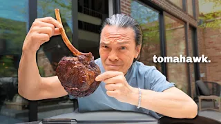 Iron Chef Dad cooks TOMAHAWK STEAK!