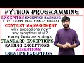 exception exception handling standard exceptions raising exception assertion context management