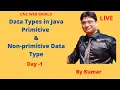 Data Types in Java Primitive Non-Primitive In HINDI Java Tutorial Day-1