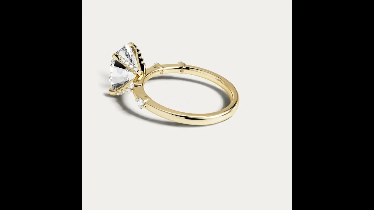 Remy丨Oval Lab Diamond Hidden Halo Engagement Ring with Floating Diamond Accents