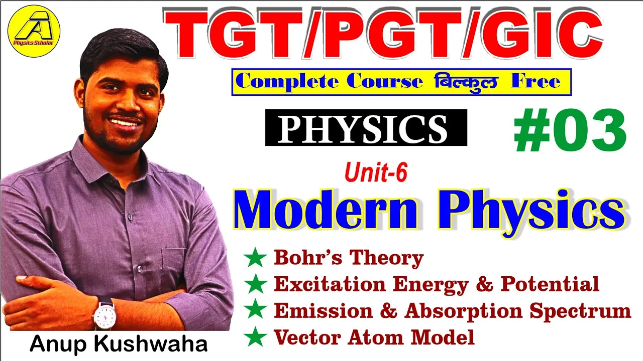 UPTGT/UPPGT / GIC Physics #Unit-06# Modern Physics #03// Bohr's Theory, Vector Atom Model