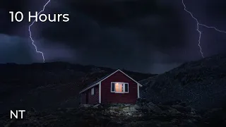 Cozy Cabin Thunderstorm in Mountains Thunder Rain Sounds w Lightning Strikes Fall Asleep FAST
