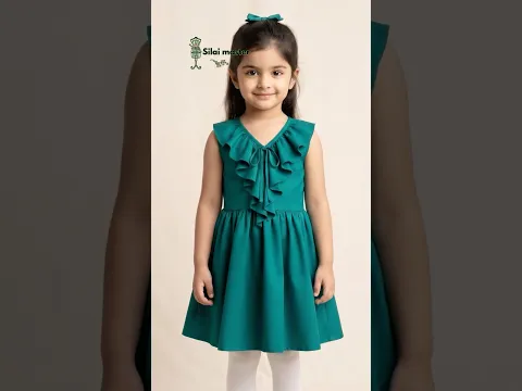 V-Neck Frill & Bow Frock Cutting & Stitching Step by Step