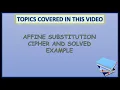 Cryptography and Network Security Affine Cipher