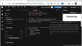 CodeSandBox - Substring Selecionando a parte de uma string