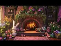 6 Hours Easter Bunny Fireplace in 4K Cozy Spring Ambience Crackling Fire Sounds