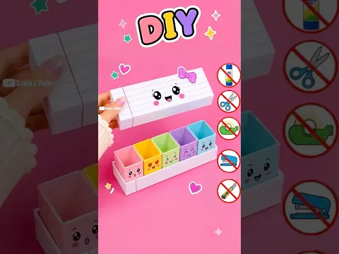 DIY Desk Organizer 📚✨ No Glue! #shorts #craftztalent #papercraft