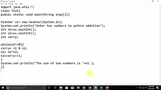 sum of two numbers without using plus operator - Java Program