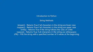 Python String Methods - islower isupper istitle isspace zfill