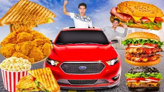 تحدي ناكل يوم كامل في السيارة انصدمنا من كمية الاكل Eating In The Car Full Day 