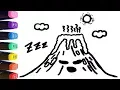 Volcano Drawing Coloring Pages For Kids - Learn Colors World of Eggs