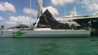 Green Dragon dismasted at Gill Commodore’s Cup, St Maarten
