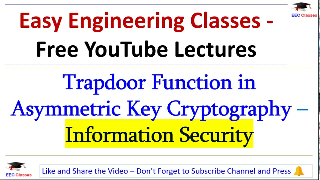 Trapdoor Function in Asymmetric Key Cryptography -  | Information Security Lectures Hindi