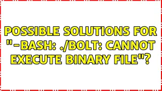 Possible solutions for -bash bolt cannot execute binary file 3 Solutions