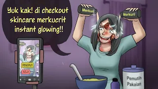 penjual skincare abal2 wajah glowing sementara rusak selamanya kartun animasi drama