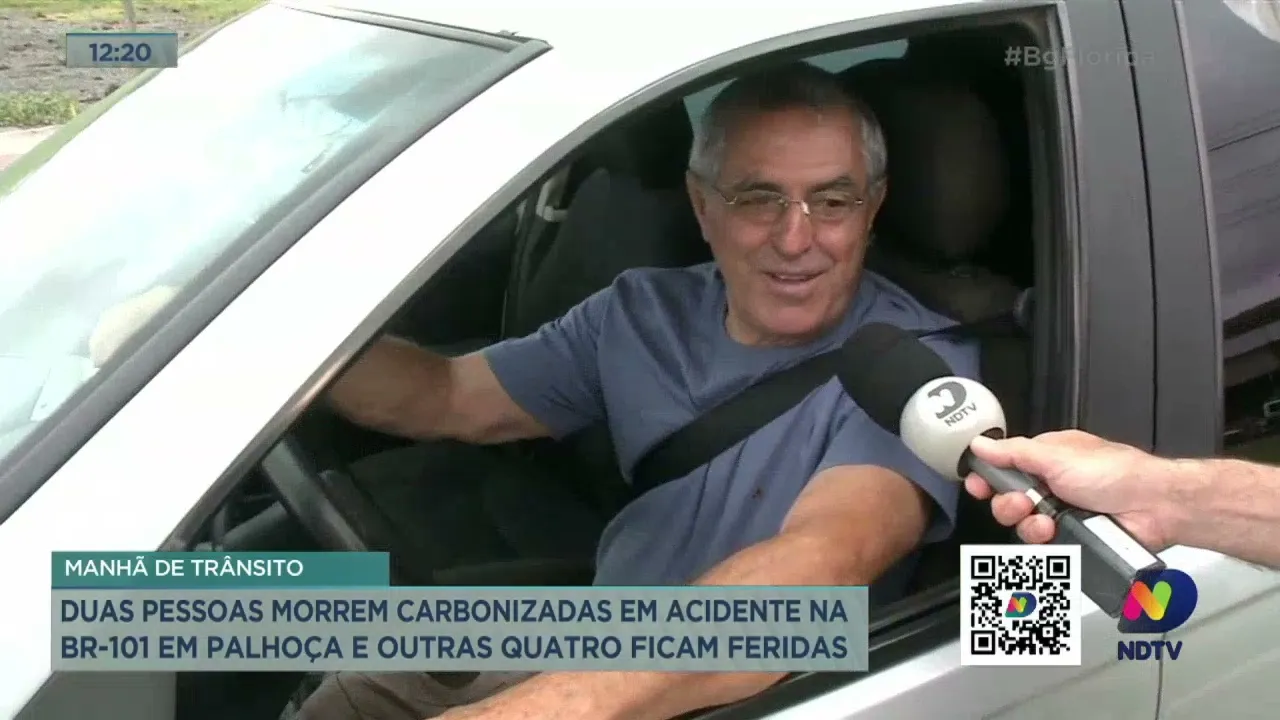 Duas pessoas morrem carbonizadas em acidente na BR-101 em Palhoça e outras quatro ficam feridas