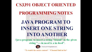 JAVA PROGRAM TO INSERT ONE STRING INTO ANOTHER CS3391 OBJECT ORIENTED PROGRAMMING NOTES