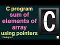 Code In C C Program For Sum of Array Elements Using Pointers Programming In C