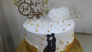 تزيين تورته خطوبه أو قرايه الفاتحه بطريقه سهله وديزاين سهل ورقيق 