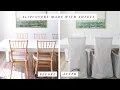 DIY NO PATTERN SLIPCOVER TUTORIAL affordable hack using sheets to slipcover eight chairs under 60