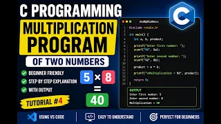 C Program for Multiplication of Two Numbers C Programming Tutorial Beginner Friendly