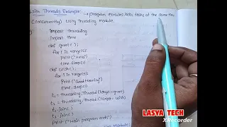 Multithreading concept in python with example in Telugu lasya tech