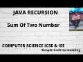 Java Program to find Sum Of Two Number Using Recursion