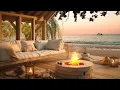 Tropical Beach Porch in Summer Ambience with Relaxing Sea Waves Crickets Fireplace Sounds
