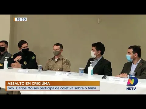Moisés participa de coletiva sobre assalto em Criciúma no Sul do Estado